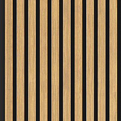 2400mm x 600mm Engineered Real Wood veneer Slatted Natural Oak on Black MDF Core with Acoustic Felt