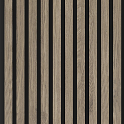 2400mm x 600mm Engineered Real Wood veneer Slatted Slate Oak on Black MDF Core with Acoustic Felt