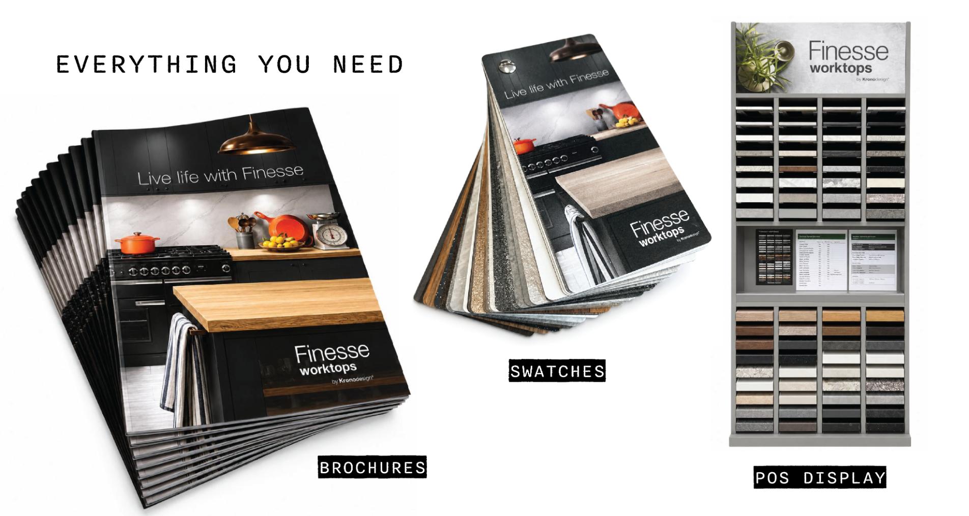 Image showing all of the tools available for the Finesse worktop collection.